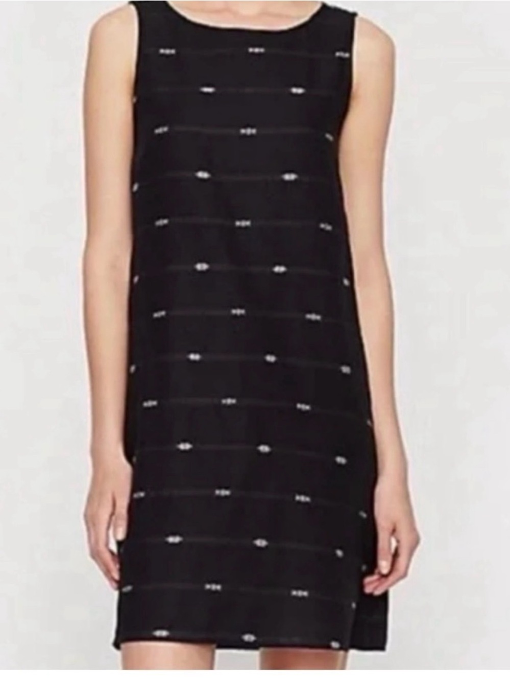 Eileen Fisher Black Sleeveless Shift Dress, Small Petite